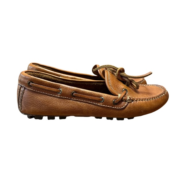 *Vintage* Coach W6 natural leather patina‎ driving moccasins with leather tie - Picture 5 of 8